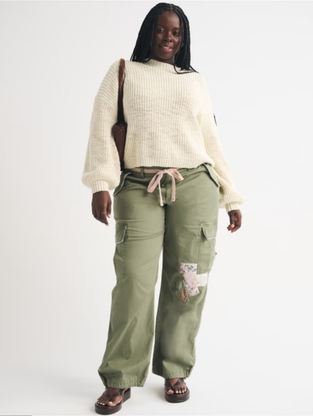 Cute Abercrombie & Fitch Curve Love Low Rise Ultra Loose Green Cargo Pants 34R.